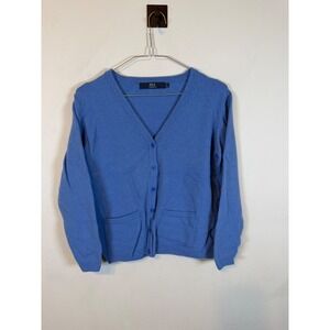Isle Essentials Womens Cardigan Pure Merino Wool Blue Size S